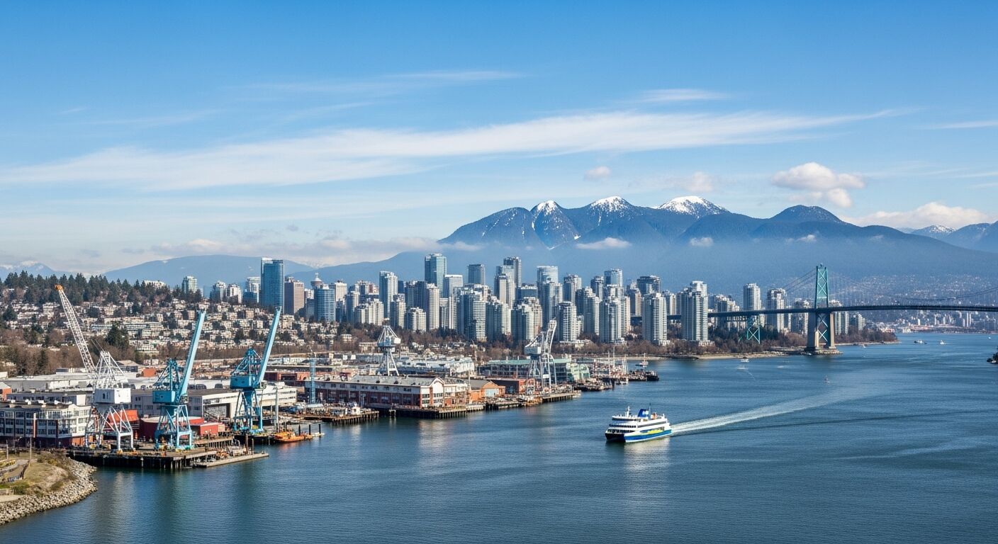 North Vancouver with the Lions Gate Bridge, Grouse Mountain, and Lonsdale Quay