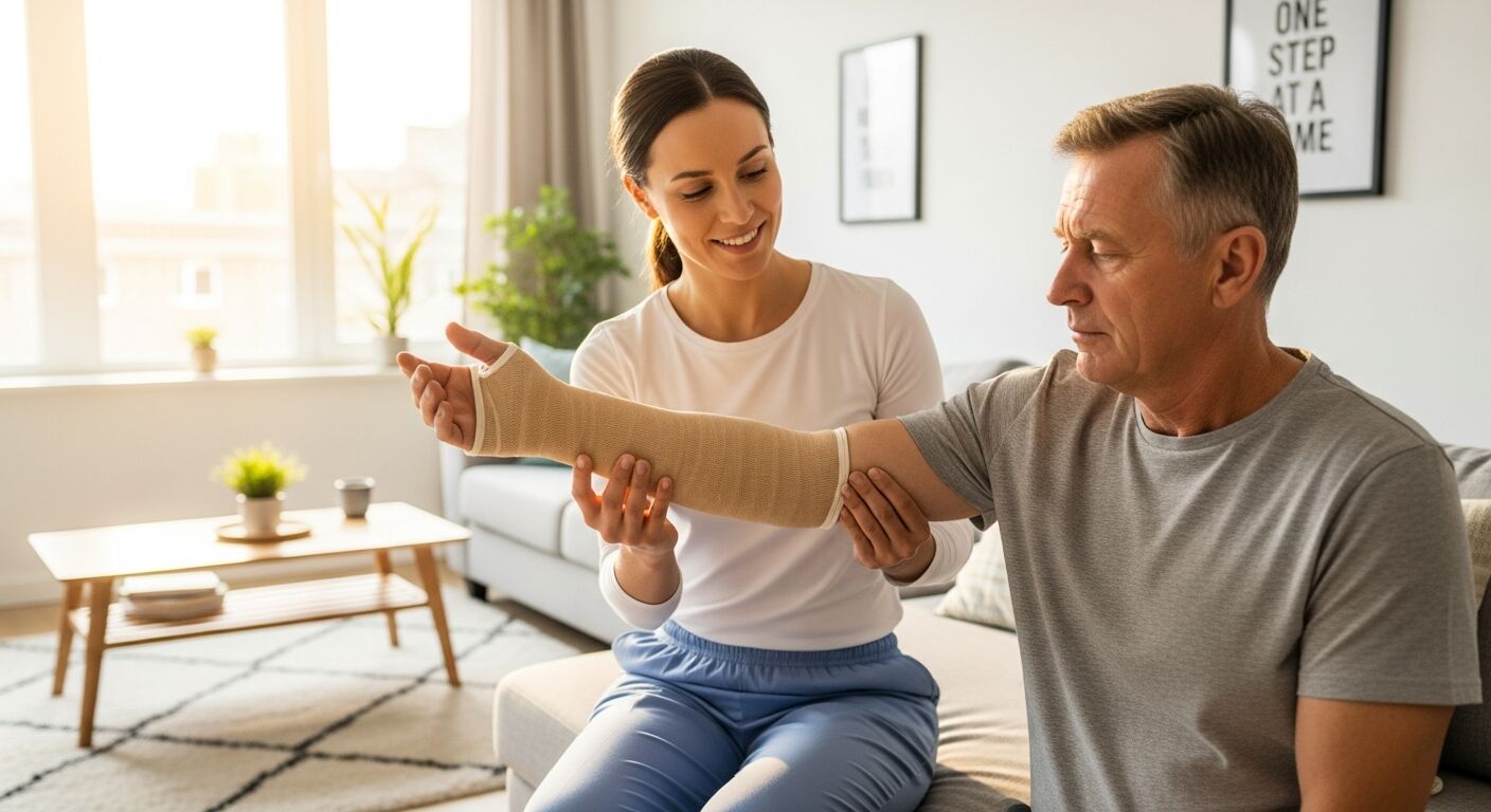 In-home fracture recovery physiotherapy in Vancouver — patient safely rebuilding mobility after fracture